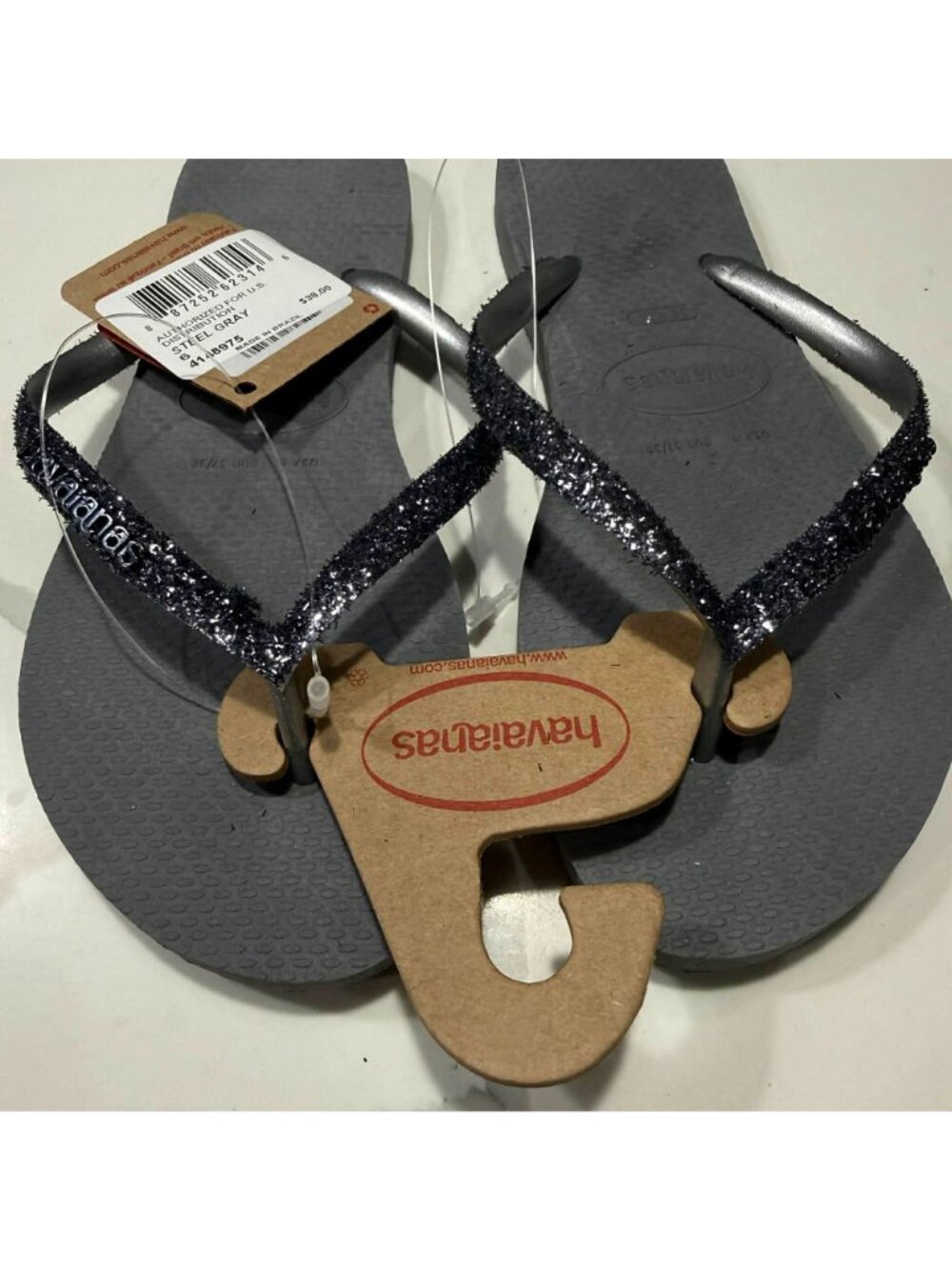 Havaianas Women's Slim Glitter II Flip Flop Sandal Steel Grey US 6 - Picture 2 of 6